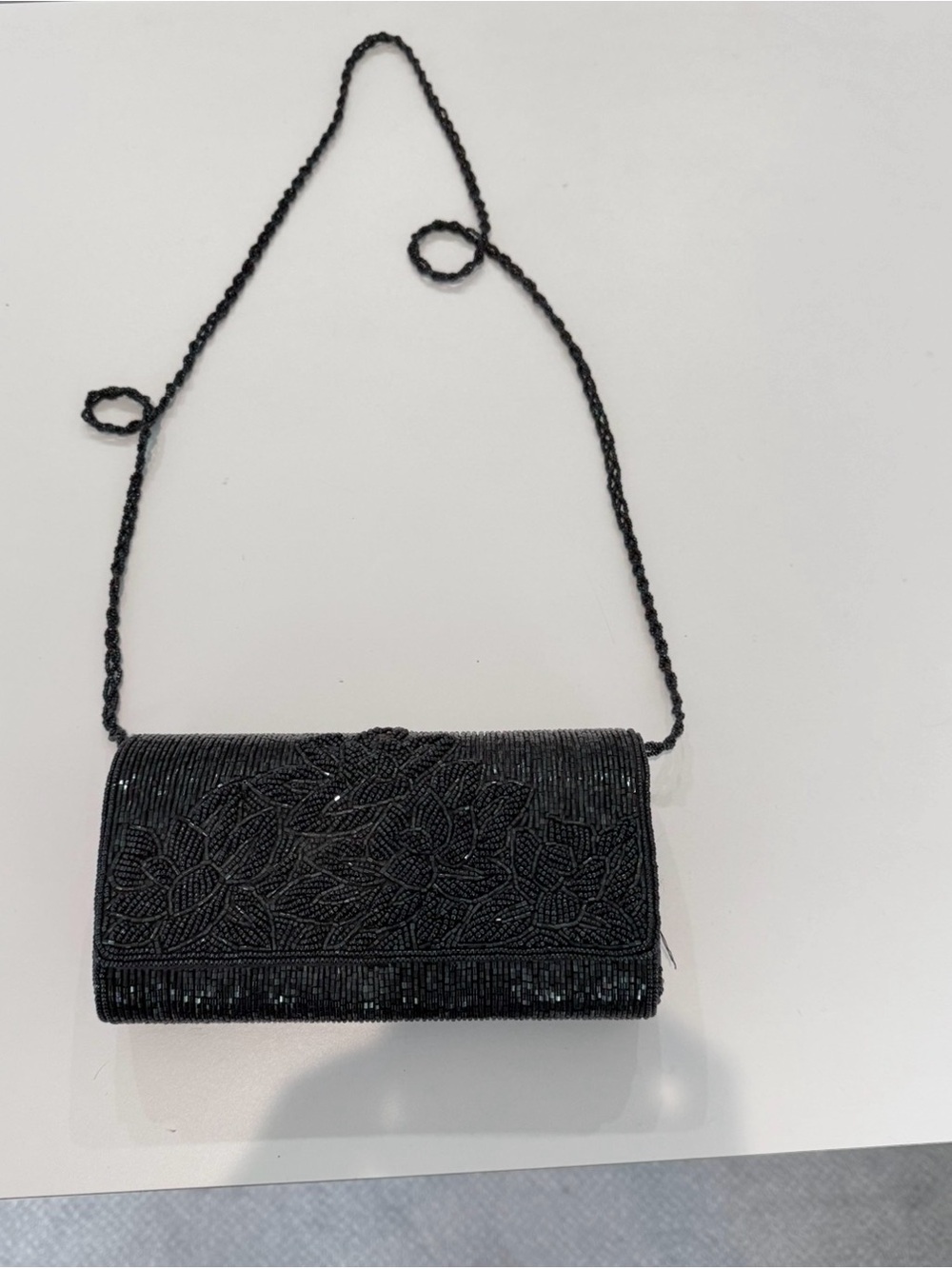 Beaded Floral Pattern Evening Bag - Navy - Picture 5 of 12